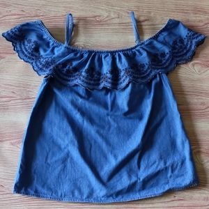 Abercrombie Kids Off the Shoulder Denim Top